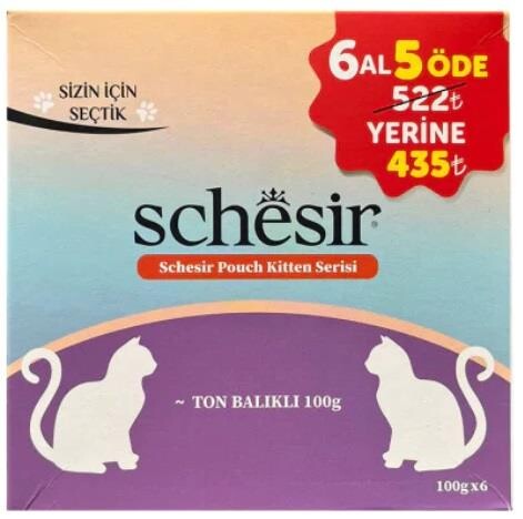 Schesir Pouch Ton Balıklı Yavru Kedi Konservesi (6 Al 5 Öde) 100 GR | SRC: Barcode: 8681612752123